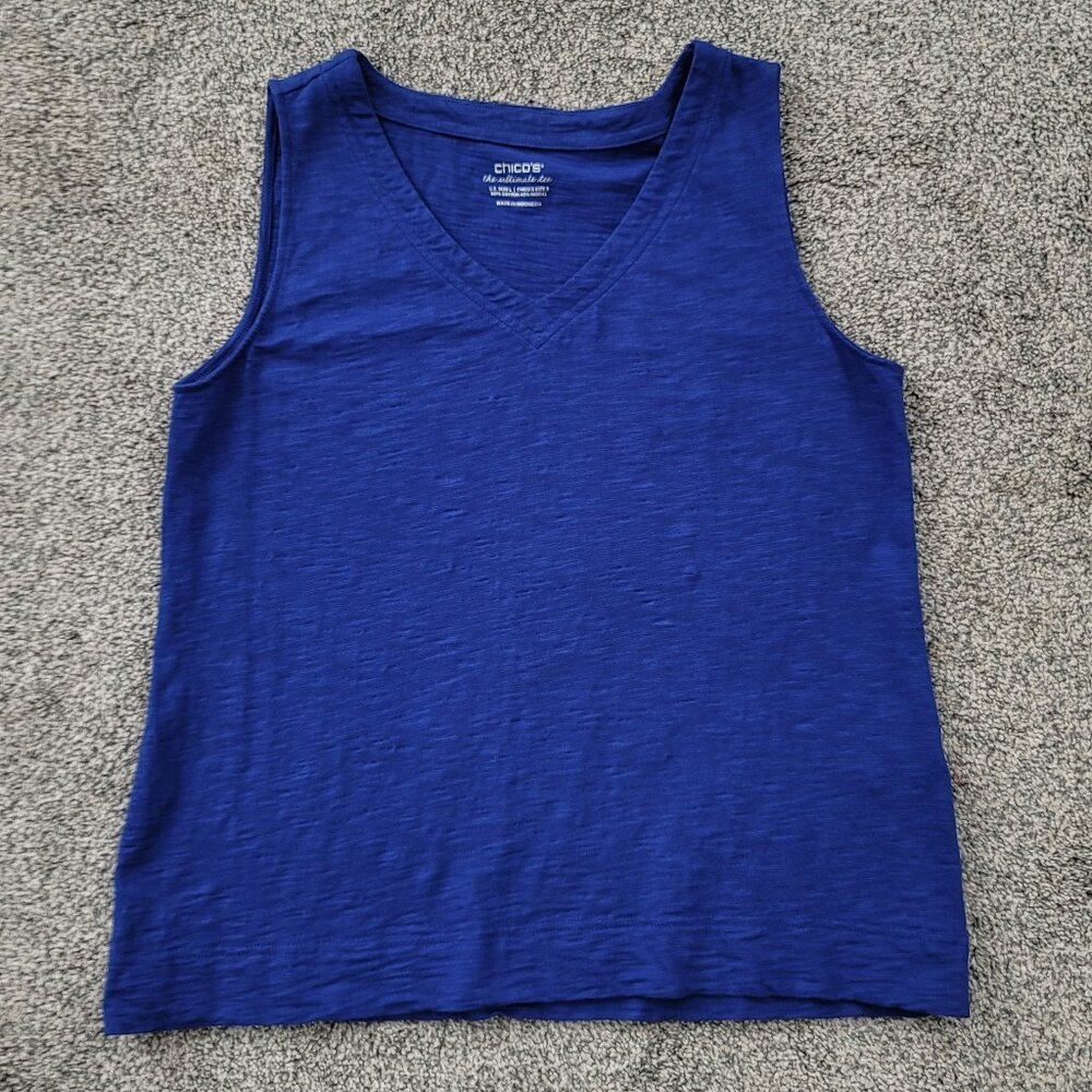 Chico’s Tank Top Shirt Women’s Size 2 (US 12/L) V -Neck Knit Stretchy